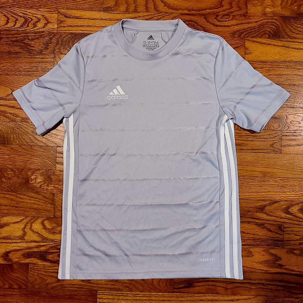 Adidas Gray Short Sleeve Performance Tee Youth Large